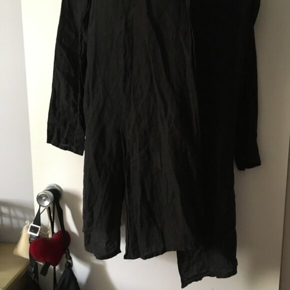 EUNHWA Paris Linen Black Asymmetric Blouse Jacket 42 L - Picture 4 of 8